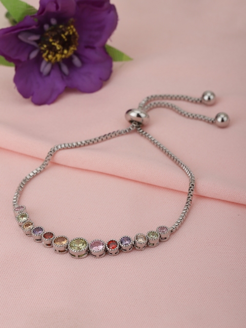 Carlton London Women Rhodium-Plated Multicoloured Cubic Zirconia Handcrafted Link Bracelet, Multi
Carlton London Women Rhodium-Plated Multicoloured Cubic Zirconia Handcrafted Link Bracelet, Multi