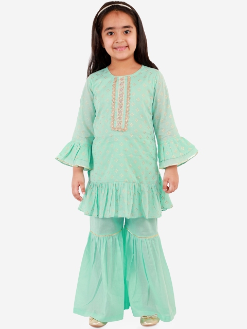 LIL DRAMA Girls Green Ethnic Motifs Embroidered Layered Pure Cotton Kurti with Sharara
LIL DRAMA Girls Green Ethnic Motifs Embroidered Layered Pure Cotton Kurti with Sharara