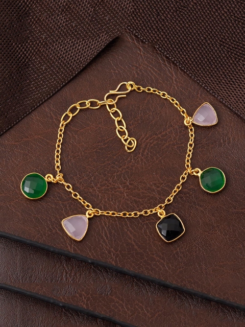 Tistabene Women Black & Gold-Toned & Plated Charm Bracelet