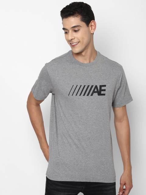 AMERICAN EAGLE OUTFITTERS Men Grey & Black Typography Printed Slim Fit T-shirt