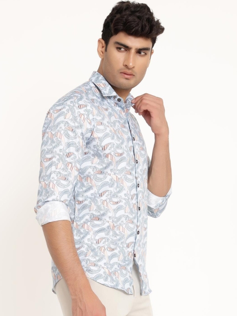 Tistabene Men Blue Floral Opaque Printed Casual Shirt
