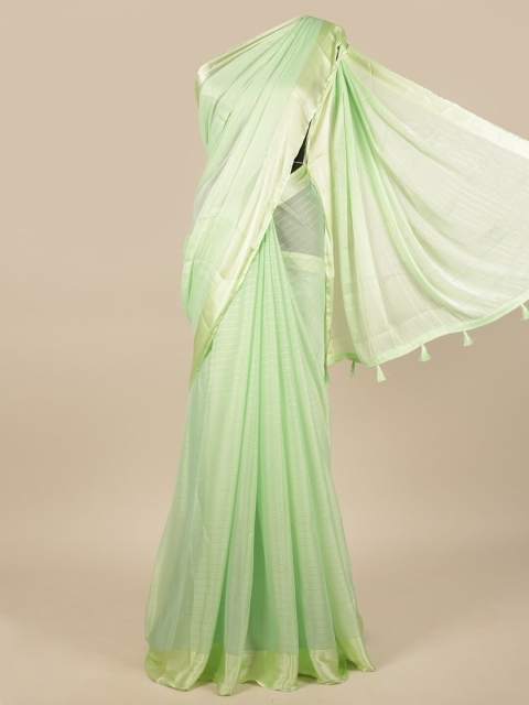 Pothys Green & Gold Striped Zari Saree