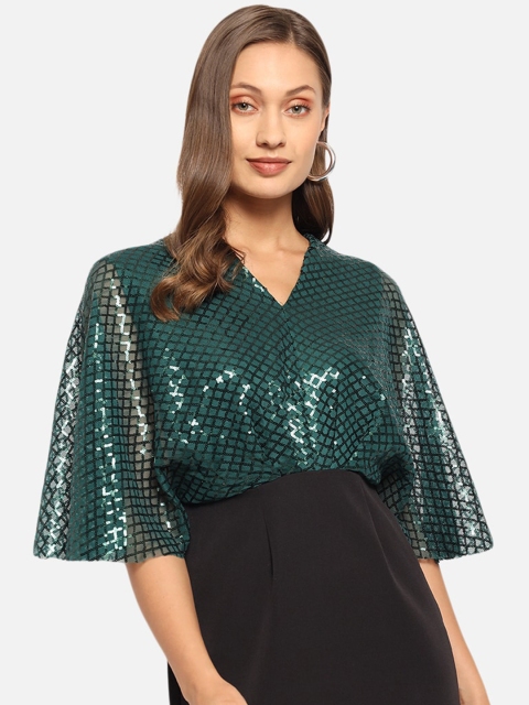 Just Wow Green A-Line Dress