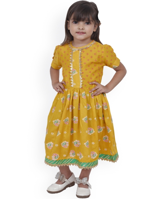 ruviero Yellow Floral Midi Dress