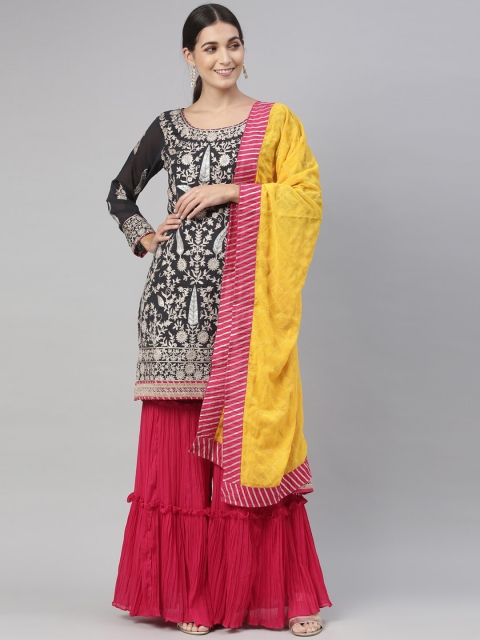 Neerus Women Grey Ethnic Motifs Embroidered Regular Silk Georgette Kurti with Sharara & With Dupatta
Neerus Women Grey Ethnic Motifs Embroidered Regular Silk Georgette Kurti with Sharara & With Dupatta