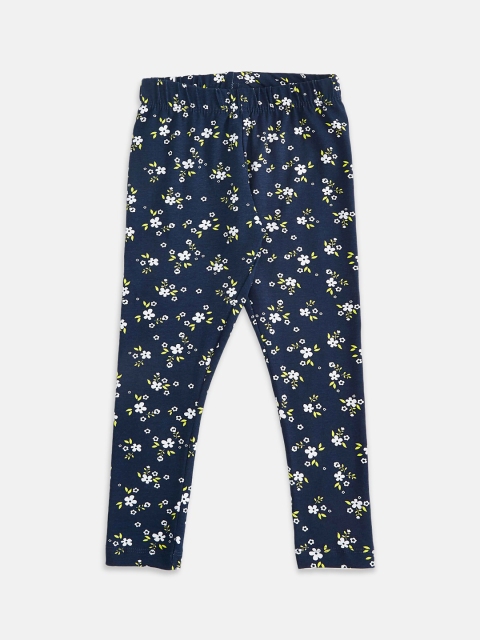 Pantaloons Junior Girls Navy Blue & White Printed Leggings