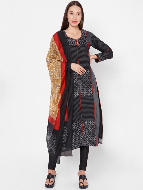 SALWAR STUDIO Women Black Floral Printed Regular Pure Cotton Kurta with Churidar & With Dupatta
SALWAR STUDIO Women Black Floral Printed Regular Pure Cotton Kurta with Churidar & With Dupatta