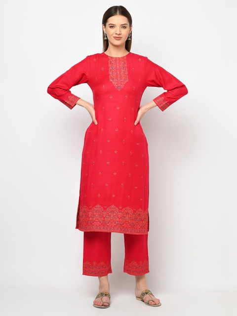 Safaa Pink & Blue Viscose Rayon Unstitched Dress Material