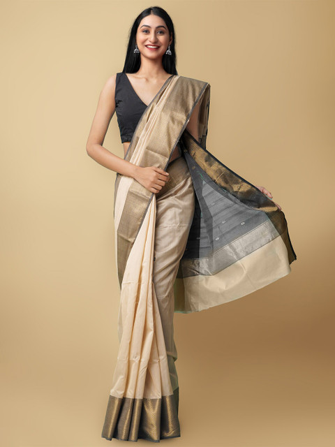 Unnati Silks Women Beige & Gold-Coloured Pure Handloom Maheshwari Sico Sustainable Saree
Unnati Silks Women Beige & Gold-Coloured Pure Handloom Maheshwari Sico Sustainable Saree