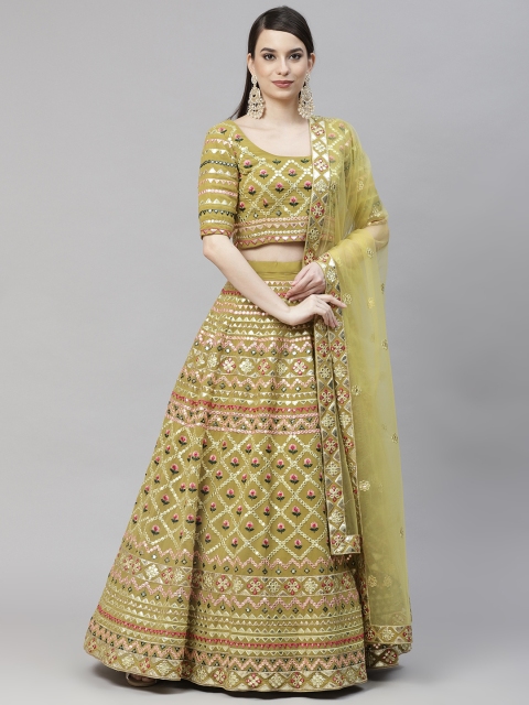 SHUBHKALA Green & Embroidered Thread Work Semi-Stitched Lehenga & Unstitched Blouse With Dupatta
SHUBHKALA Green & Embroidered Thread Work Semi-Stitched Lehenga & Unstitched Blouse With Dupatta