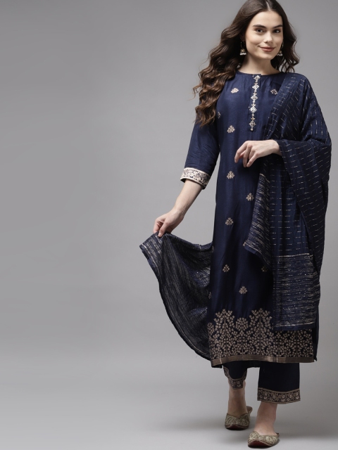 Indo Era Women Navy Blue Floral Embroidered Regular Liva Kurta with Trousers & With Dupatta
Indo Era Women Navy Blue Floral Embroidered Regular Liva Kurta with Trousers & With Dupatta