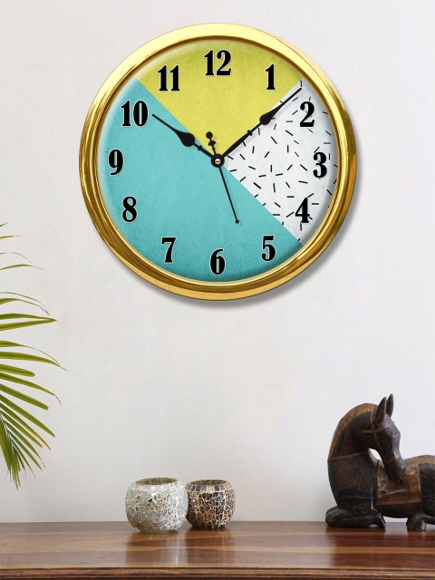 999Store Yellow & Green Colourblocked Contemporary Wall Clock 30 cm