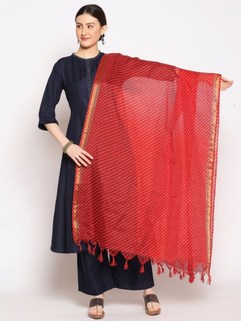 Dupatta Bazaar Red & White Digital Printed Dupatta