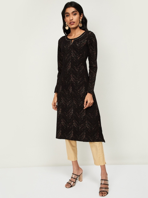 Melange by Lifestyle Women Black Printed Kurta