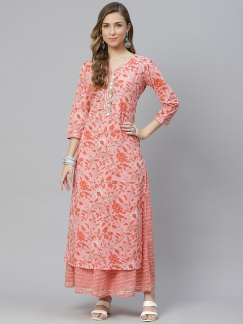Aasiya Women Orange Floral Printed Regular Gotta Patti Pure Cotton Kurta with Palazzos
Aasiya Women Orange Floral Printed Regular Gotta Patti Pure Cotton Kurta with Palazzos