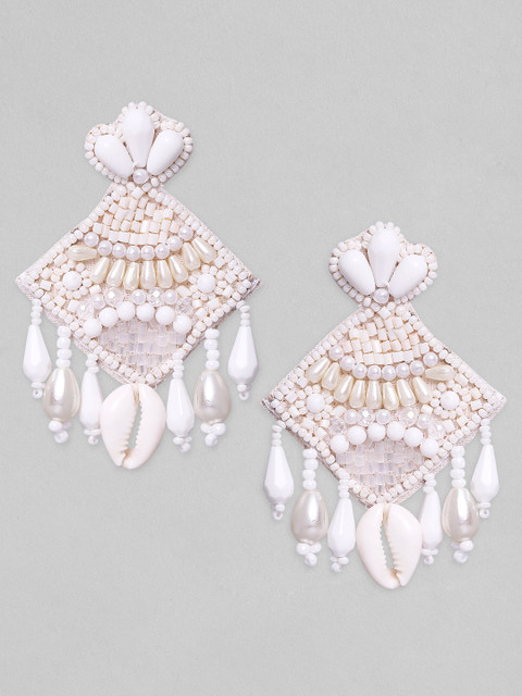 Rubans White & Cream-Coloured Embroidered Square Drop Earrings
Rubans White & Cream-Coloured Embroidered Square Drop Earrings