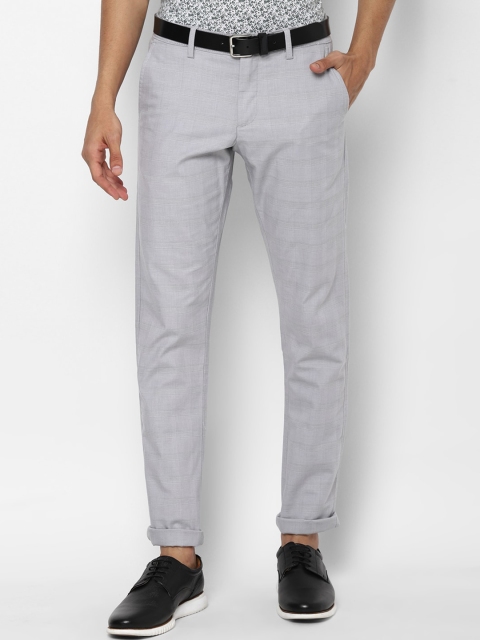 Allen Solly Men Grey Checked Slim Fit Trousers