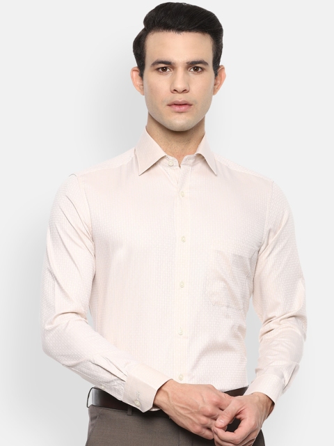 Louis Philippe Men Cream-Coloured Opaque Formal Shirt