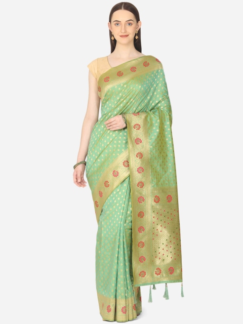 BOMBAY SELECTIONS Sea Green & Gold-Coloured Ethnic Motifs Zari Art Silk Banarasi Saree
BOMBAY SELECTIONS Sea Green & Gold-Coloured Ethnic Motifs Zari Art Silk Banarasi Saree