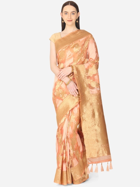 BOMBAY SELECTIONS Peach-Coloured & Gold-Coloured Ethnic Motifs Zari Organza Banarasi Saree
BOMBAY SELECTIONS Peach-Coloured & Gold-Coloured Ethnic Motifs Zari Organza Banarasi Saree