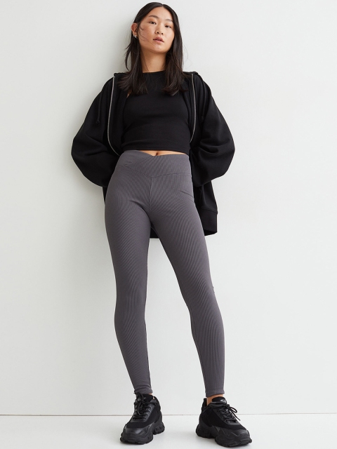 H&M Women Grey V-Waist Leggings