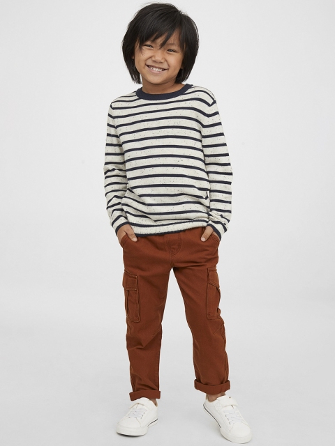 H&M Boys Brown Relaxed Fit Cargo Joggers
