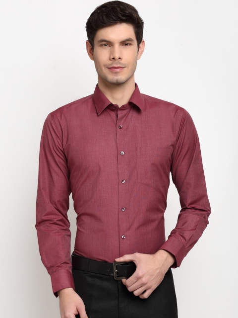 La Mode Men Maroon Opaque Formal Shirt