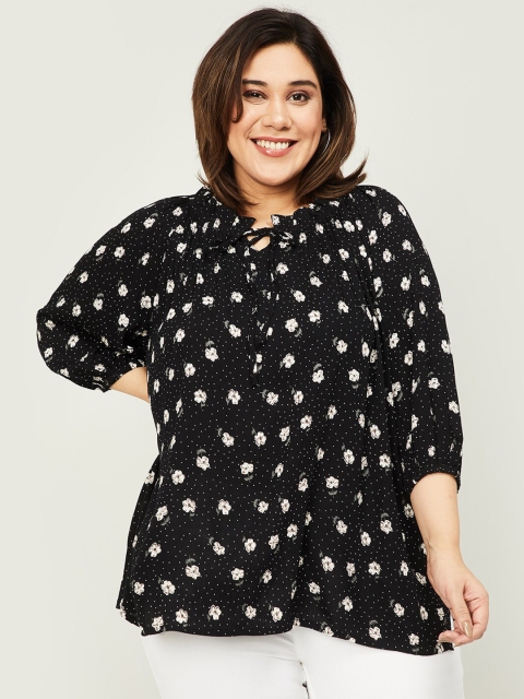 nexus Black & White Floral Print Top