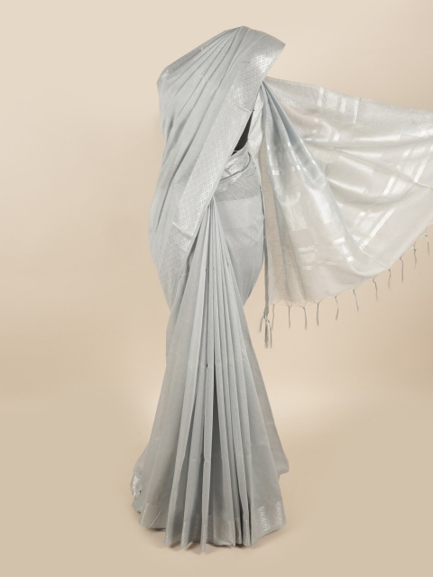 Pothys Grey Linen Blend Saree