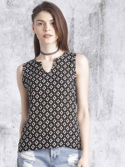 Roadster Women Black & White Printed Top