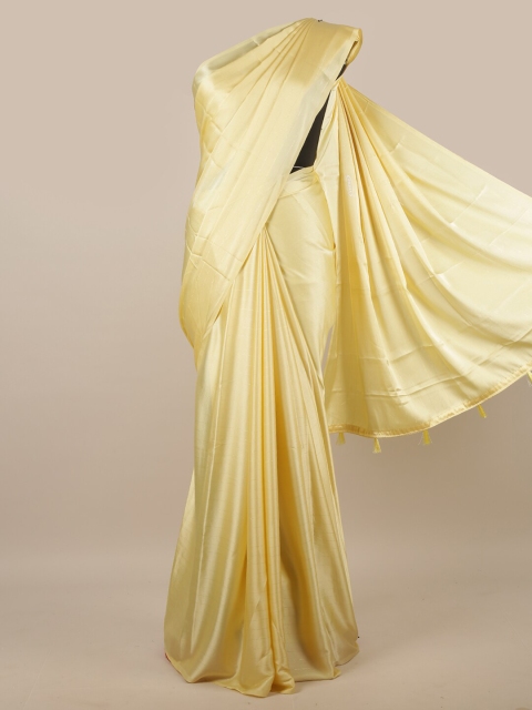 Pothys Yellow Striped Satin Saree
