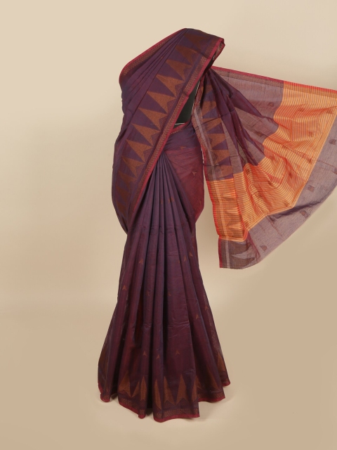Pothys Violet & Orange Woven Design Saree