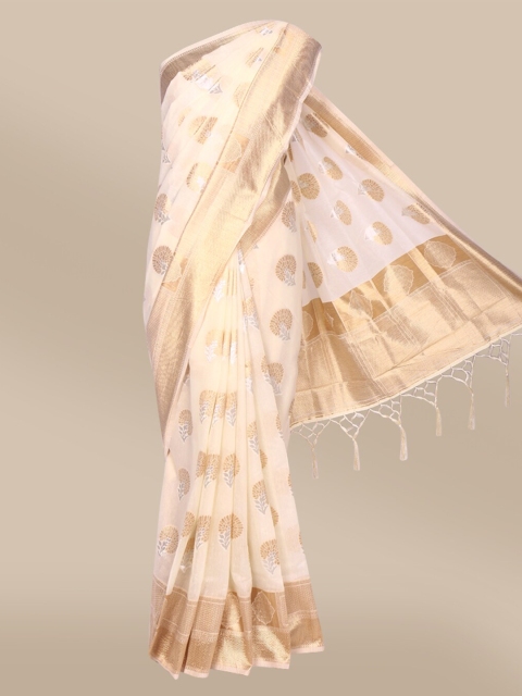 The Chennai Silks Cream-Coloured & Gold-Toned Ethnic Motifs Zari Fusion Chanderi Saree
The Chennai Silks Cream-Coloured & Gold-Toned Ethnic Motifs Zari Fusion Chanderi Saree
