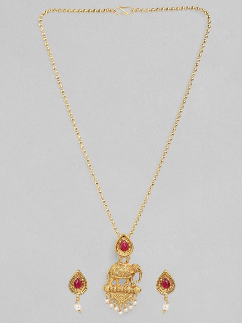 Anouk Gold-Plated & Pink Stone Studded & Handcrafted Jewellery Set