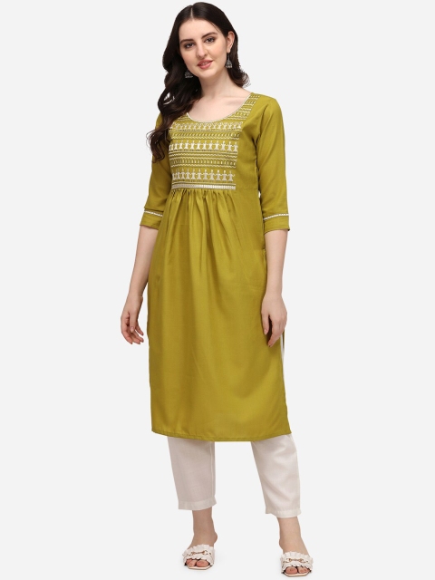 Florence Women Green Embroidered Pleated Thread Work Pure Cotton Kurti with Trousers
Florence Women Green Embroidered Pleated Thread Work Pure Cotton Kurti with Trousers