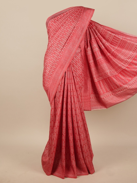 Pothys Coral & White Printed Saree