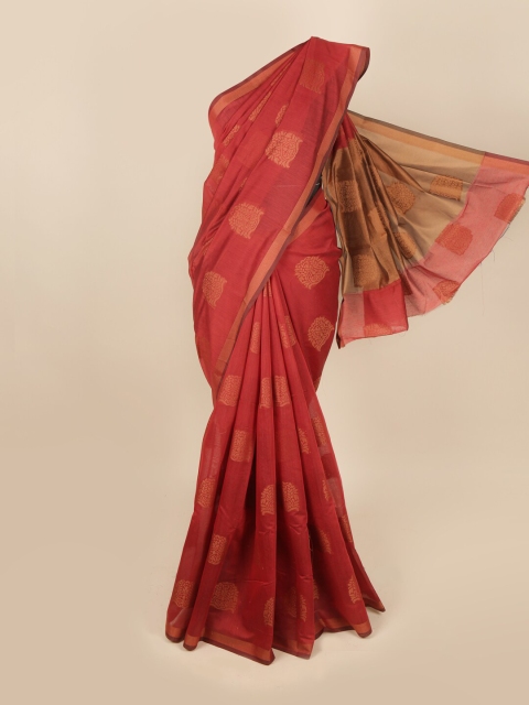 Pothys Maroon & Gold-Toned Woven Design Saree