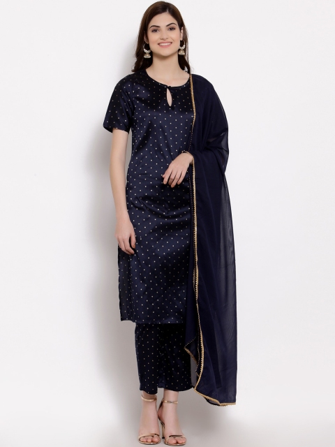 Myshka Women Navy Blue Ethnic Motifs Printed Regular Kurta with Palazzos & With Dupatta
Myshka Women Navy Blue Ethnic Motifs Printed Regular Kurta with Palazzos & With Dupatta