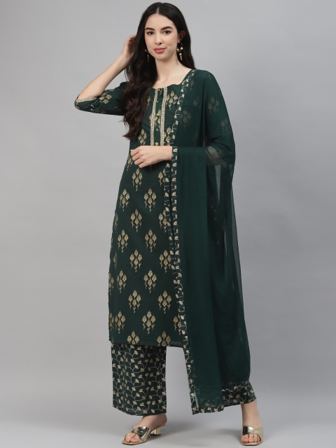 Ginni Arora Label Women Green Ethnic Motifs Printed Regular Zardozi Pure Cotton Kurta Set
Ginni Arora Label Women Green Ethnic Motifs Printed Regular Zardozi Pure Cotton Kurta Set