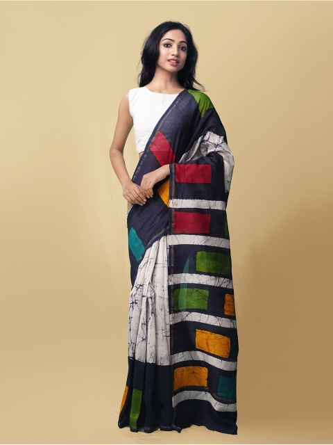 Unnati Silks Women Cream-Coloured & Navy Blue Pure Batik Chanderi Sico Sustainable Saree
Unnati Silks Women Cream-Coloured & Navy Blue Pure Batik Chanderi Sico Sustainable Saree