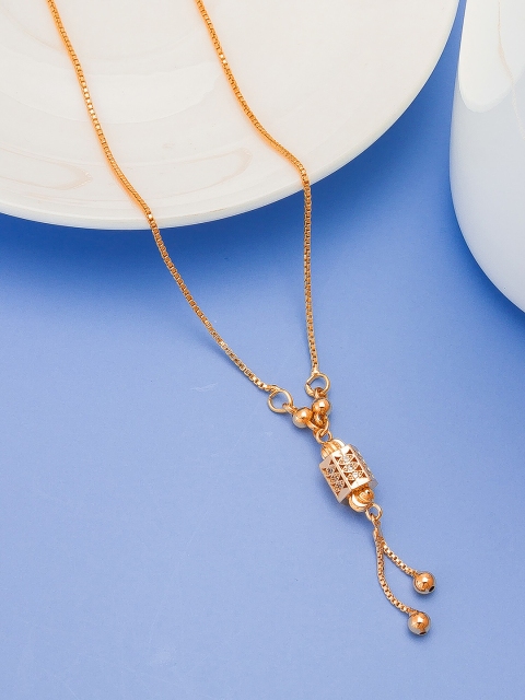 aadita Gold-Plated White Stone-Studded & Beaded Mangalsutra