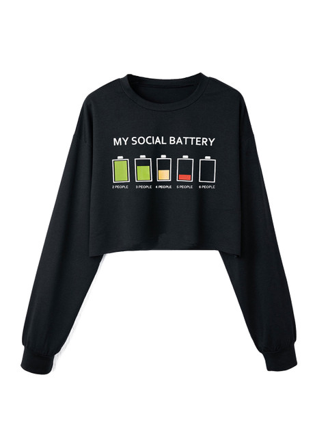 URBANIC Women Black Printed Crop Sweatshirt
URBANIC Women Black Printed Crop Sweatshirt