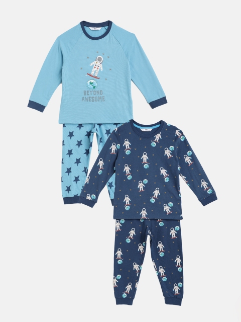 Marks & Spencer Boys Blue & White Pack of 2 Pure Cotton Conversational Print Nightsuits
Marks & Spencer Boys Blue & White Pack of 2 Pure Cotton Conversational Print Nightsuits
