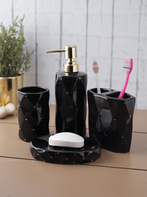 House Of Accessories Set Of 4 Black Ceramic Bathroom Accessories