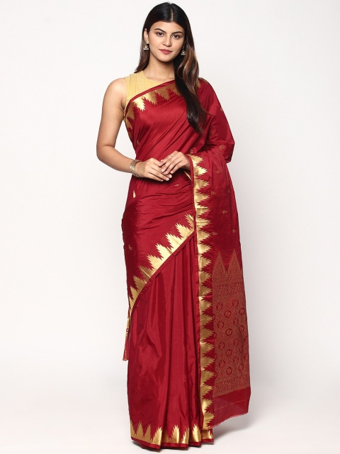 Sudarshan Silks Red & Gold-Coloured Ethnic Motifs Zari Pure Kadial Silk Kanjeevaram Saree
Sudarshan Silks Red & Gold-Coloured Ethnic Motifs Zari Pure Kadial Silk Kanjeevaram Saree