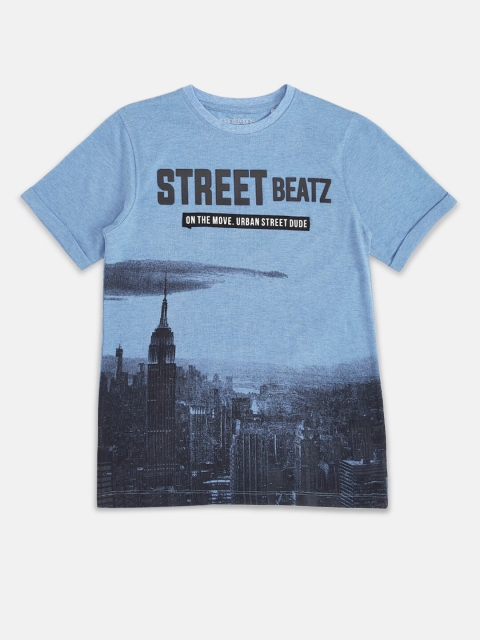 Pantaloons Junior Boys Blue Typography Printed T-shirt