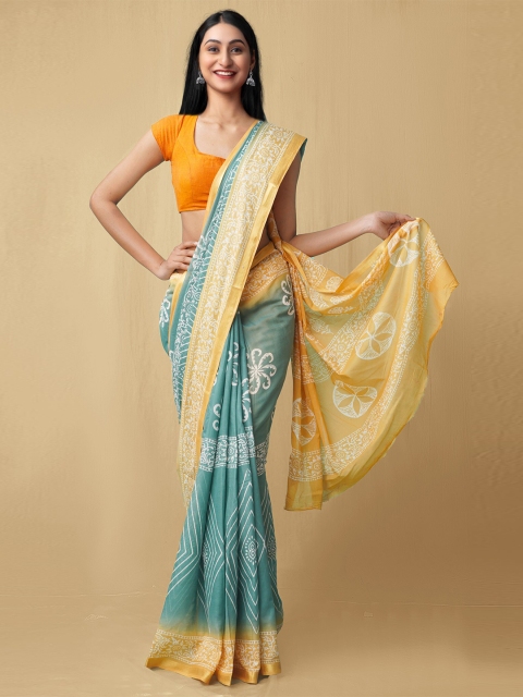 Unnati Silks Women Green & Yellow Pure Preet Block Printed Mulmul Cotton Sustainable Saree
Unnati Silks Women Green & Yellow Pure Preet Block Printed Mulmul Cotton Sustainable Saree
