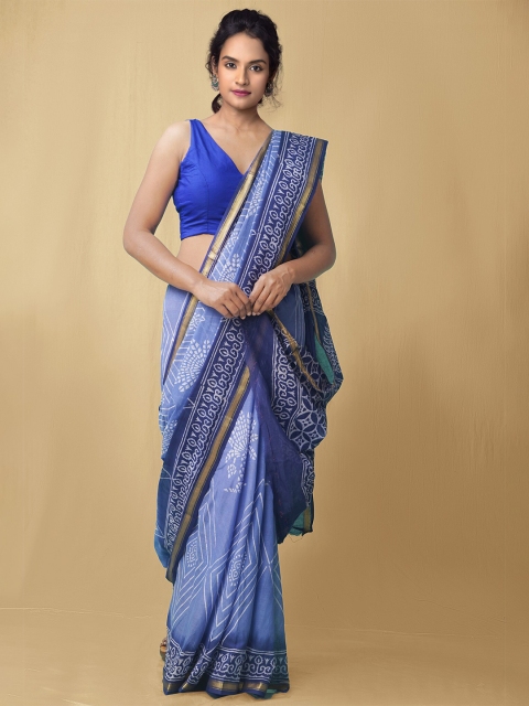 Unnati Silks Women Blue & White Pure Preet Block Printed Mulmul Cotton Sustainable Saree
Unnati Silks Women Blue & White Pure Preet Block Printed Mulmul Cotton Sustainable Saree