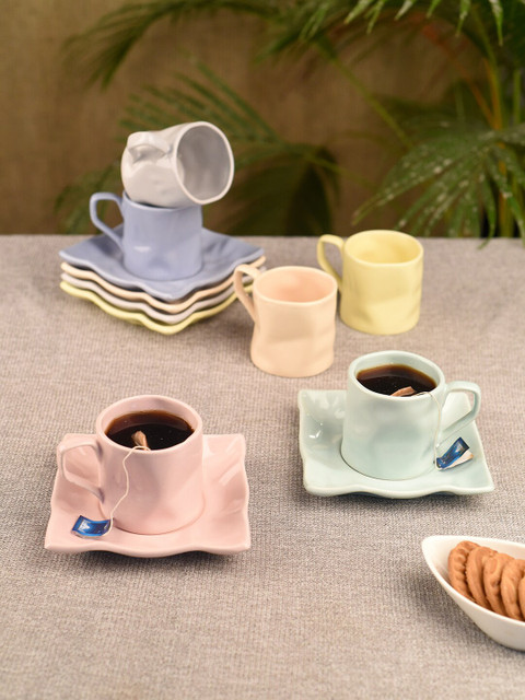 Unravel India Green & Peach-Coloured Set of 6 Solid Ceramic Matte Cups and Saucers
Unravel India Green & Peach-Coloured Set of 6 Solid Ceramic Matte Cups and Saucers