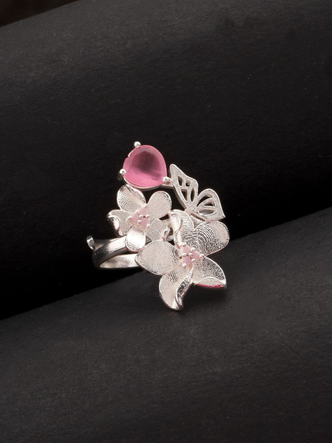 Studio Voylla Silver-Plated Pink Stone Studded Love Paradise Classy Statement Finger Ring
Studio Voylla Silver-Plated Pink Stone Studded Love Paradise Classy Statement Finger Ring